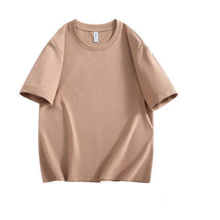 Round Neck Solona Polyester-Cotton Short-Sleeve T-Shirt with Logo Printed, Group Advertising Shirt, Workwear, Factory Wholesale, Cross-Border, Simple Style