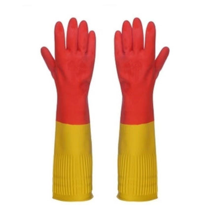 Qunsheng Lengthened 45cm Two-color Gloves Hotel Special Thickened Wear-resistant Kitchen Cleaning and Washing Dish Laundry Gloves Wholesale
