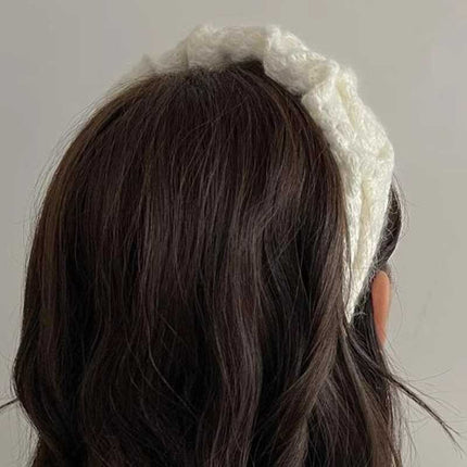 Klein Blue Wool Headband High Crown Pleated Women's Wide Headband 2024 New High-End Face Wash Hairpin