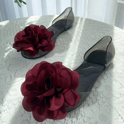 Fish Mouth Sandals Women's Flat Open Toe Jelly Shoes Transparent Flower Holiday Seaside Beach Shoes Cross-Border Dropshipping