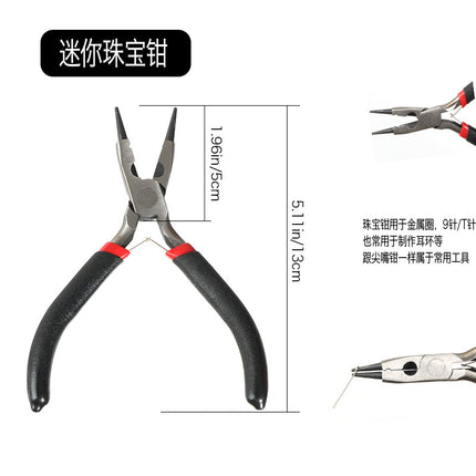 Handmade DIY beaded tool kit open fork needle pliers scissors line tweezers lobster buckle ring wire guide suit wholesale