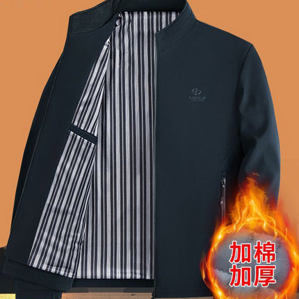 [Cross-Border Wholesale] Men's Stand-Up Collar Jacket Autumn and Winter Casual Middle-Aged and Elderly Dad Spring & Fall High-End Men's Jacket