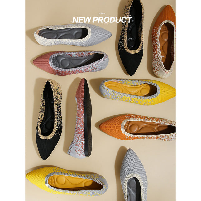 Princess Shoes 2022 New Spring Pointed Shallow Mouth Shoes Women's Non-Slip Knitted Flat Shoes Soft Sole Breathable Knitted Shoes