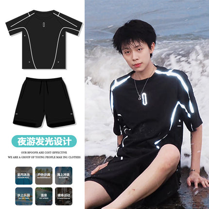 Swimming Trunks Men's Surfing Suit Loose Quick-Drying Men's Boxer Swimming Trunks Swimsuit Suit Beach Pants Hot Spring Swimming Equipment