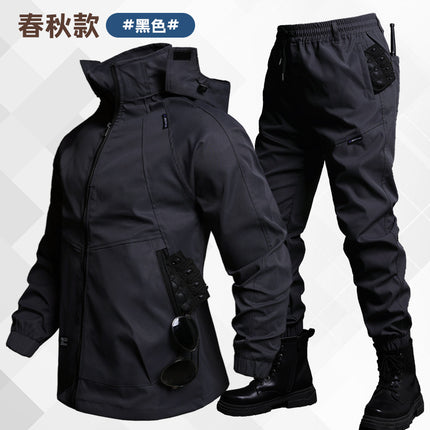 Spring and Autumn New Wear-Resistant Work Clothes Loose Electric Welding Auto Repair Work Clothing Riding Function Men's and Women's Training Clothes
