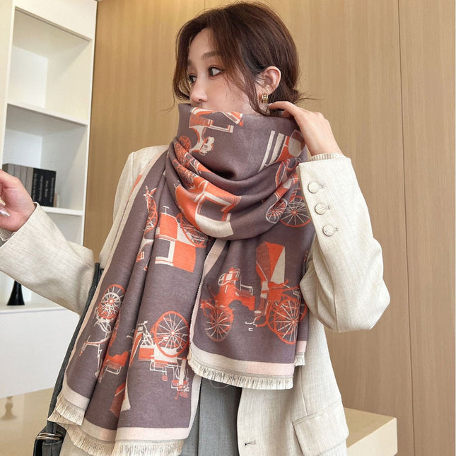 Scarf Women's Autumn and Winter Warm Internet Popular Double-sided Color Matching Korean-style Nap Blanket All-match New Imitation Cashmere Shawl Scarf