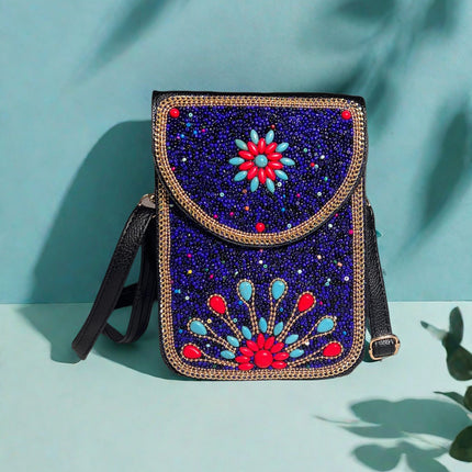 Bohemian Women's Mobile Phone Bag Xinjiang Inner Mongolia Yunnan Tourist Souvenirs Retro Heavy Industry Rice Bead Shoulder Bag