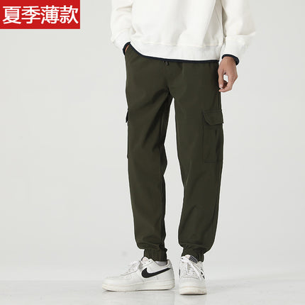 Spring and Summer Thin Multi-pocket Pants Men's Loose plus size Stretch Straight Casual Pants Men's Fashionable Breathable Work Pants