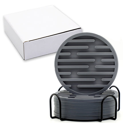 Silicone Coaster 10cm Round Heat Insulation Mat Marble Coffee Coaster Mat Anti-Perm Mat Set Storage Striped Drain