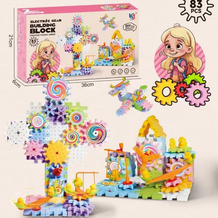 Variety of Electric Building Blocks DIY Gear Rotating Building Blocks Rail Car Kidsren's Educational Early Education Assembled Large Particle Toys
