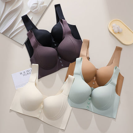 Front buckle pull-up bra seamless live generation soft support massage fixed cup plus size bra foreign trade cross-border