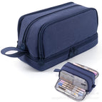 Oxford cloth four-open pencil case [navy blue]