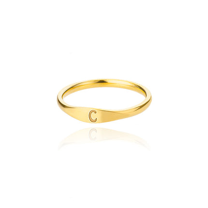 Cross-border 26 English Letter Ring Stainless Steel high quality Niche Design Light Luxury Opening Female Ring Food Ring