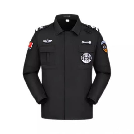 Security Work Clothes Spring and Autumn Suit Black Training Jacket Twill Straight Security Coat Autumn and Winter Long-Sleeved Security Uniform