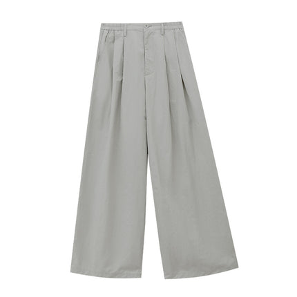 Love and Nancy Thirteen Lines Minimalist Summer Style Solid Color Simple Pressed Commuter Versatile Wide-Leg Casual Pants 11635