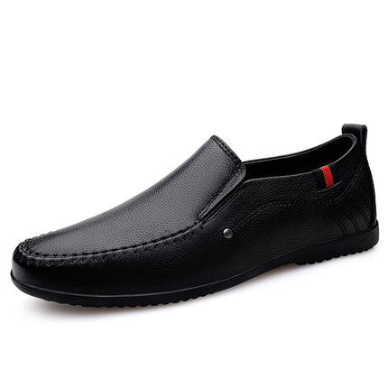 2025 Spring/Summer Men's Perforated Leather Shoes Fashionable First Layer Cowhide Breathable Driving Loafers Casual Leather Shoes