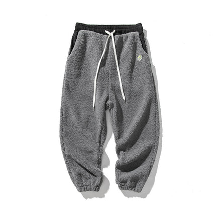 2025 Autumn/Winter New Large Size Japanese Hong Kong Style Lamb Wool Harem Straight-Leg Jogger Pants Casual Sports Pants Unisex Trendy