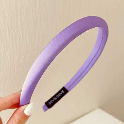 High-End Retro Solid Color Satin Headband Simple Versatile Women's High Crown Elegant Hair Accessory Headband Sponge