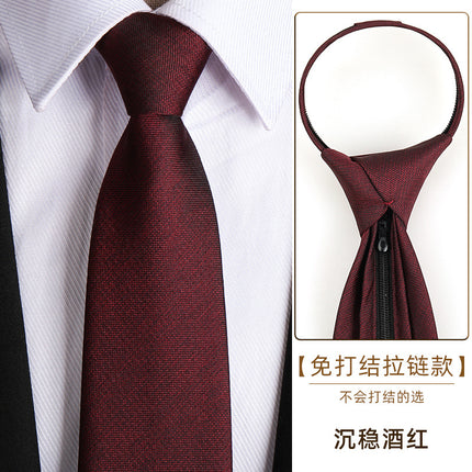 Dress Business Tie Men's and Women's Groom Wedding Black Zipper Korean Narrow No Lazy Striped Bow Tie Plaid