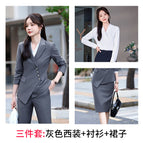 Gray suit + shirt + skirt / S