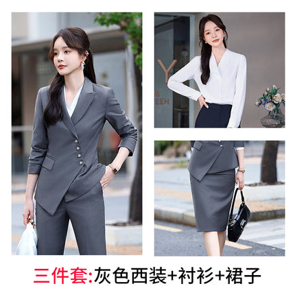 Professional Suit suit Women's Senior Sense 2024 Spring and Autumn New Hotel Front Desk Beauty Salon Overalls Suit Jacket