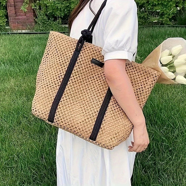 2025 New Straw Bag Fashion Commuting Bag Women's Easiest for Match Shoulder Bag Large Capacity Tote Bag Handmade Woven Bag