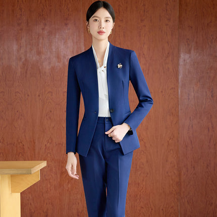 High-End Spring & Fall Hotel Front Desk Professional Wear Long-Sleeved Sales Department Reception 4S Store Sales Consultant Fashion Suit Suit