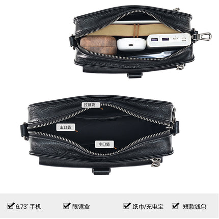 Genuine Leather Crossbody Bag Men's Bag Trendy Brand High-End Work Bag Cowhide Messenger Bag Backpack Vegetable Tanned Leather Men's Shoulder Bag