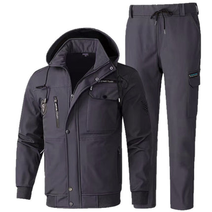 New Autumn and Winter Workwear Suit for Men, Fleece-Lined, Thickened, Cold-Proof, Warm, Dirt-Resistant, Wear-Resistant, Camouflage Workwear
