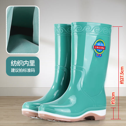 Rain Boots Mid-Calf Women's Outdoor Fashionable Water Shoes Non-Slip Waterproof Boots Lightweight Comfortable Rubber Shoes Thickened Wear-Resistant Rain Boots for Women