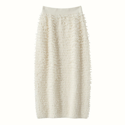 2025 New Autumn and Winter Fashionable and Versatile Cashmere Knitted Skirt for Women Brushed Korean Pure Color Hip Skirt Soft