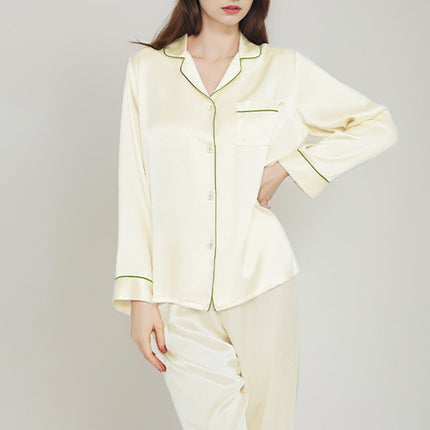Silk Pajamas for Women 100% Mulberry Silk Long-Sleeved Long Pants Home Wear Set Spring Two-Piece Set
