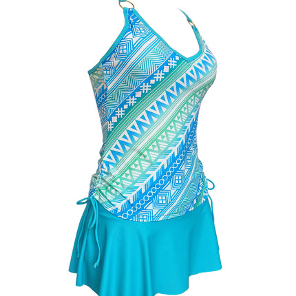 European and American Foreign Trade 2024 Swimwear New Style Conservative Bikini Women's Split Printed Slip Skirt Bikini Swimsuit