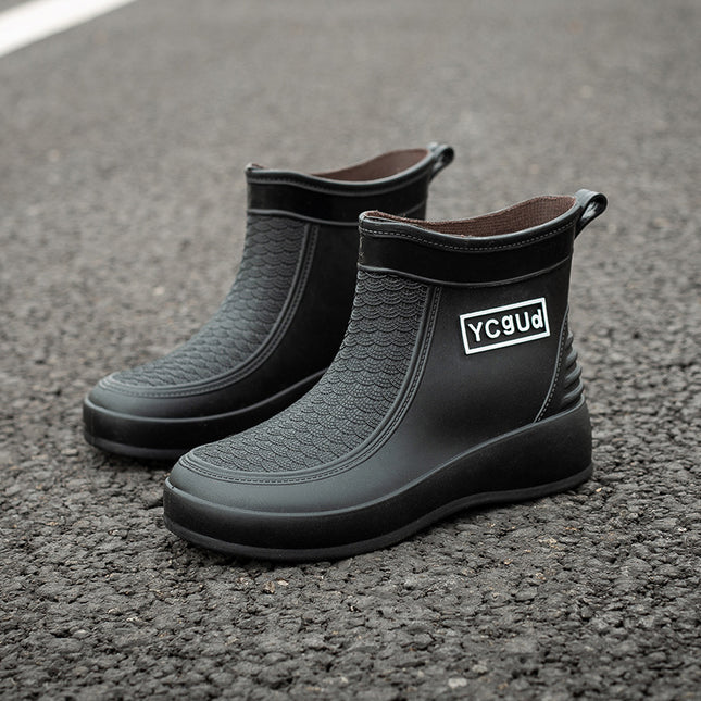 Cross-Border Rain Boots for Women, Short-Tube Fashionable Outer Wear Student Rain Boots, Winter Velvet Warm Rubber Shoes, Low-Tube New Water Shoes