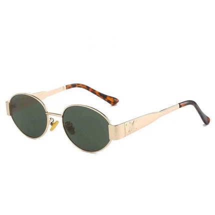 American Retro Sunglasses for Women, Oval Frame, Trendy Street Style, Polarized, Uv Protection, High-End, Makes Face Look Smaller
