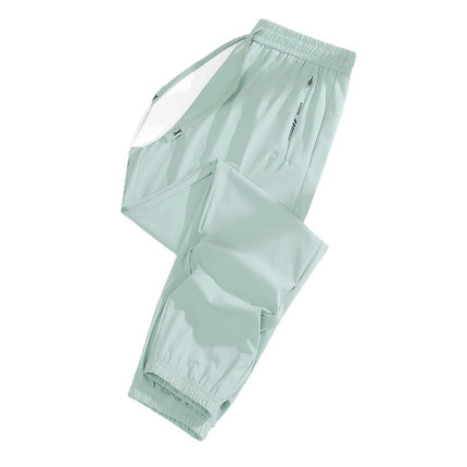 2025 New Summer Sun Protection Clothing for Women, Ice Silk Quick-Drying Pants for Couples, Thin, Same Style for Men and Women, Drapedy High-Elastic Casual Pants