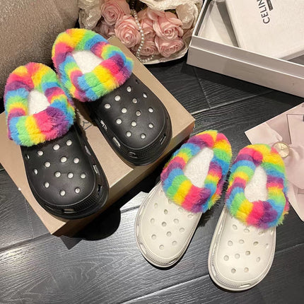 Cross-border independent station Amazon hole shoes color shoe cover replaceable warm shoe cover hole shoes warm cover