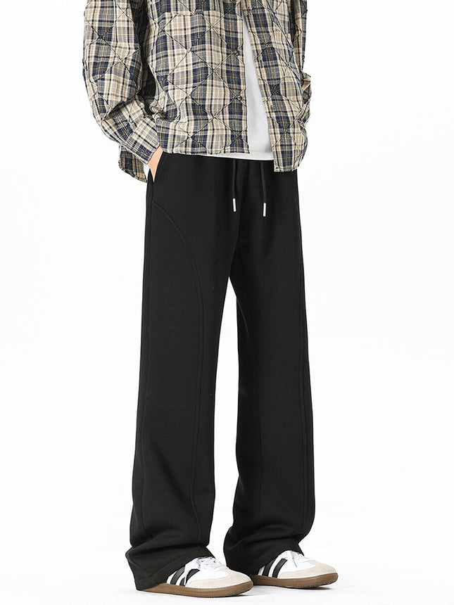 White-Gray Flared Sweatpants for Men, Spring and Autumn, Tall, Extended Length, Straight-Leg, Drapey, American-Style, Cropped Casual Pants