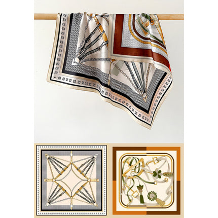 Cross-border double-sided two-color silk scarf ladies leopard print scarf print twill silk senior sense 70cm square towel wholesale
