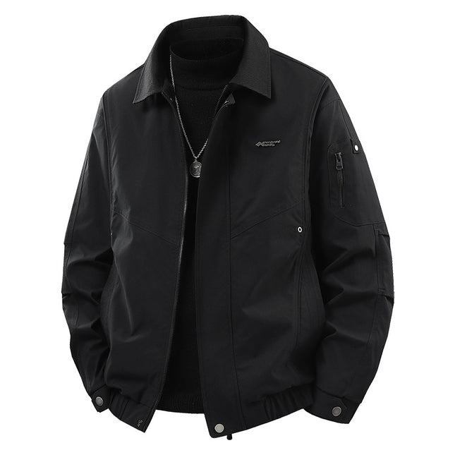 Trendy Outdoor Mountain-Style Men's Fashion Brand Work Jacket with Stand Collar for Outdoor Activities