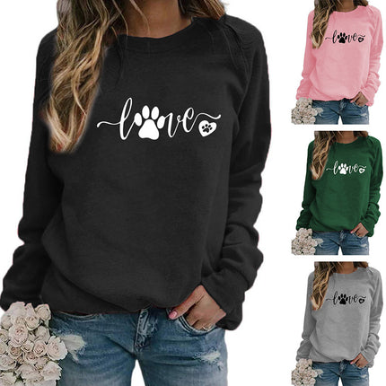 2021 AliExpress Amazon ebay cross-border love dog foot letter printed crew neck vests Europe and the United States autumn and winter