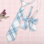 Blue gray white check (tie collar flower)