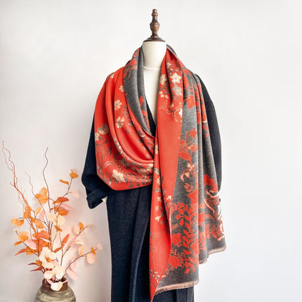 Sweet and Cute Rabbit Garden Double-Sided Jacquard Scarf for Girls Winter Thickeneded Shawl Korean Style Student Warm Scarf