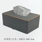 25*13.5*9.5cm / Large gold-rimmed tissue box-grey cloth pattern