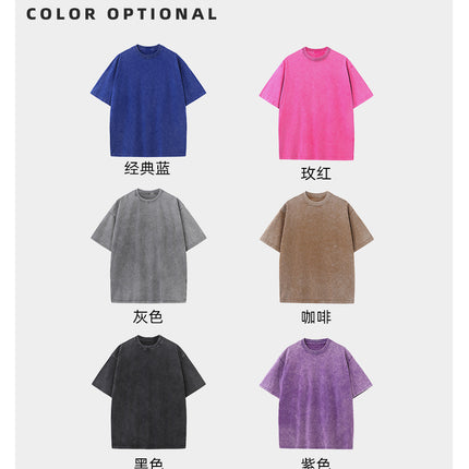 270g heavyweight old T-shirt custom printed LOGO cotton washed snowflake tide brand cross-border T-shirt direct spray printing figure
