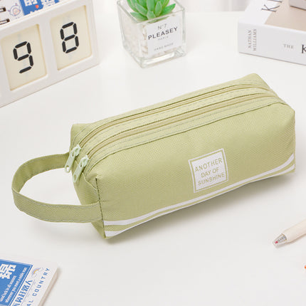 Portable Stationery Bag, Double-Layer Oxford Cloth Double-Zipper Pencil Case, Large Capacity Portable Zipper Oxford Cloth Pencil Case for Primary and Secondary School Students