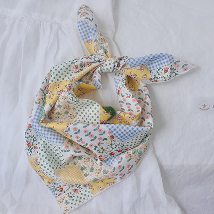 New 58x58cm% cotton small square scarf women's small floral scarf hair band Korean style Net red scarf decoration