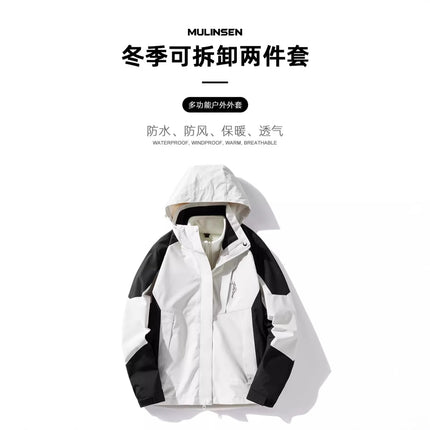 1818 Explosions Outdoor Leisure Couple fleece-lined Thickened Removable Hooded Jacket Coat Cold-proof Warm-keeping