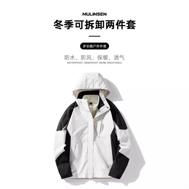 1818 Explosions Outdoor Leisure Couple fleece-lined Thickened Removable Hooded Jacket Coat Cold-proof Warm-keeping