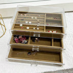 [brown] 3-layer jewelry box (with plastic inner drawer) / 24*14*10cm